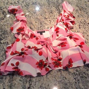 Topshop Floral Crop Top